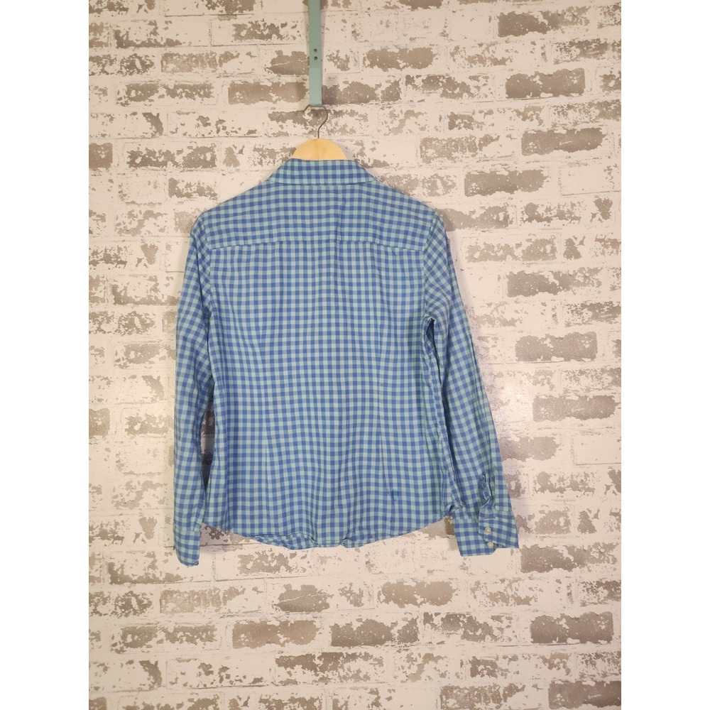J. McLaughlin Blue Gingham Check Button Down Shirt Cotton‎ Preppy Size 8 - Picture 8 of 15